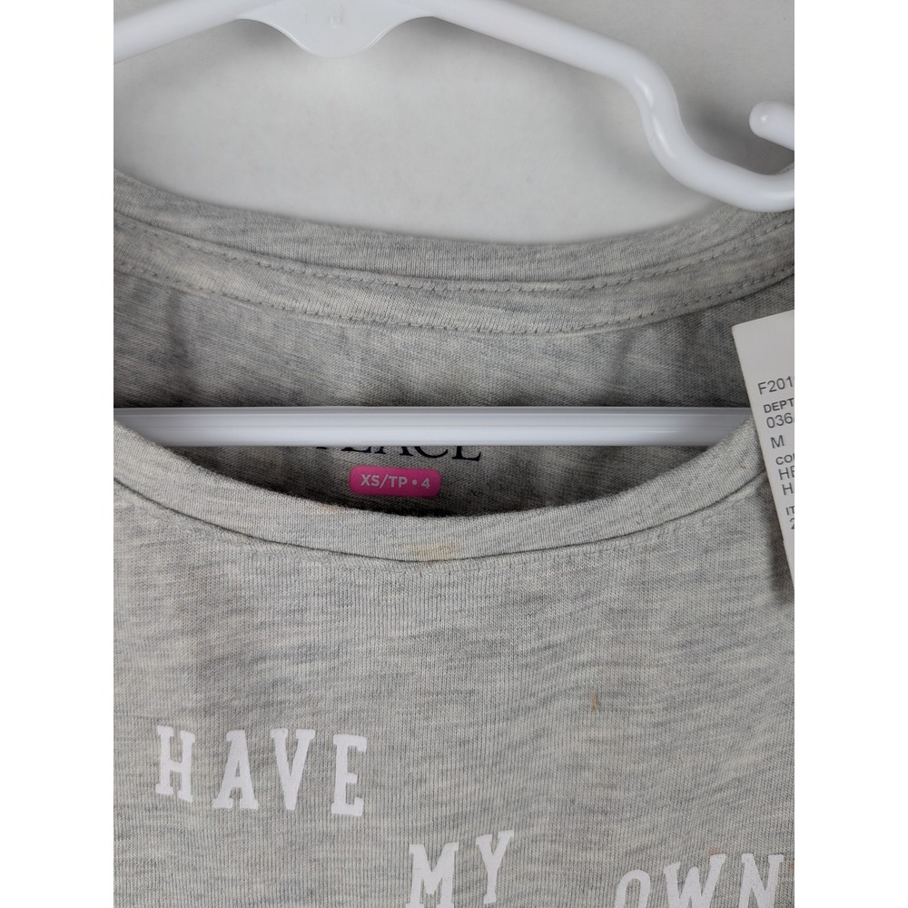 The Childrens Place Girls Gray Hashtag Sequin Crop Tee XS TP 4 - Picture 3 of 4